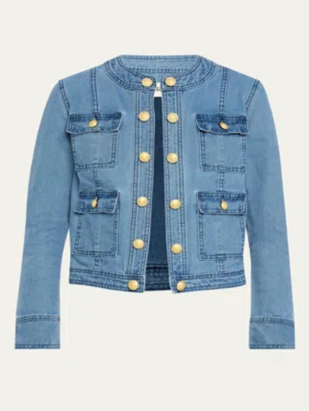 L'AGENCE Blue Jean Jacket with Gold Buttons size large womens - Picture 12 of 16